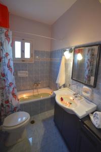 斯达林Giannis and Fridas Garden的浴室配有卫生间、盥洗盆和浴缸。