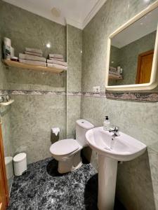 维辛达里奥Estudios Dalia的一间带卫生间、水槽和镜子的浴室