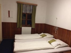 约瑟夫杜尔Chata Čert的带窗户的客房内设有两张单人床。