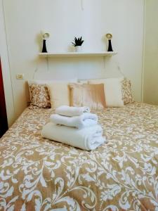 佛罗伦萨Apartement NICKY的床上的一大堆毛巾