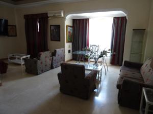 圣克鲁斯-德特内里费天娜苏酒店 的客厅配有沙发、椅子和桌子