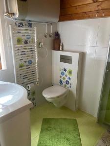 JarabáChata Hugo的一间带卫生间和水槽的小浴室