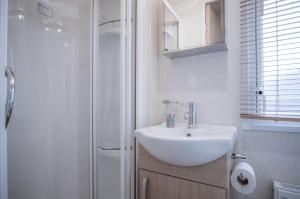安姆罗斯Ty Moselle 12 - 2 Bedroom Holiday Home - Amroth的一间带水槽和淋浴的浴室