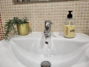 博伊罗Playa Jardin Boiro的浴室水槽和肥皂瓶