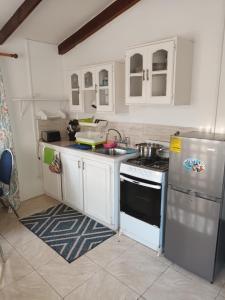 圣詹姆斯Lendal APT的厨房配有炉灶和冰箱。