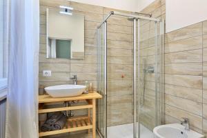 Fara NovareseVilla Caramino的一间带水槽和淋浴的浴室