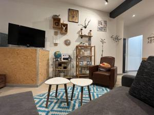 亚眠Appartement cosy hyper-centre 70m2的带沙发和电视的客厅