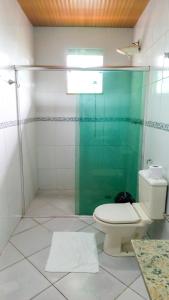 马瑙斯Mindú Park Hotel的一间带卫生间和玻璃淋浴间的浴室