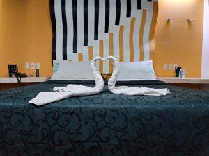 墨西哥城Hotel Florencia的心形床,带两条毛巾