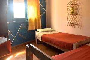 科尔多瓦Hostel Joven casa Reggae的客房设有两张床和窗户。
