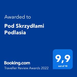 谢米亚蒂切Pod Skrzydłami Podlasia的手机的屏幕,上面有给Pod skypechamroll的文本