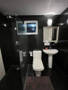 安吉利斯Kandi big 1 BR, king bed, free housekeeping, Wi-Fi的一间带卫生间和水槽的浴室