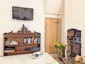 奇切斯特Truffle Cottage, Chichester的一间带电视和壁炉的客厅