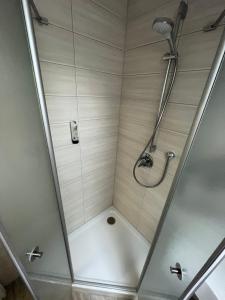 索尔陶吾王酒店 的浴室里设有玻璃门淋浴