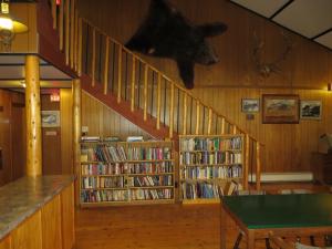 Brule Mines黑猫宾馆的墙上有熊头的图书馆