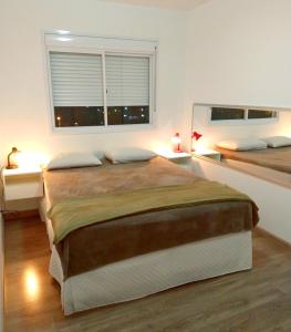 卡诺阿斯Apartamento completo próximo aeroporto e rodoviária de POA的一间卧室设有一张大床和一个窗户。