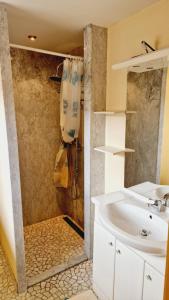 Stall加斯特霍夫乡村酒店的一间带水槽和淋浴的浴室