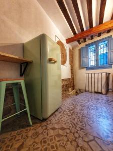 塔拉韦拉·德·拉·雷纳Casa Albarrana的一间厨房,里面配有绿色冰箱
