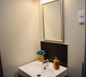 索普隆Scarbantia Casa的浴室设有白色水槽和镜子