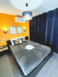阿格德角Cap d'Agde Naturiste F的一间卧室,卧室内配有一张大床