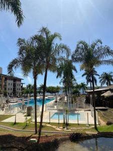 巴西利亚Harmonia à Beira do Lago - Life Resort的度假村内棕榈树游泳池