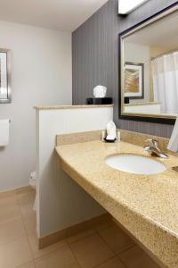 格林斯堡匹兹堡格林万怡酒店的一间带水槽和镜子的浴室