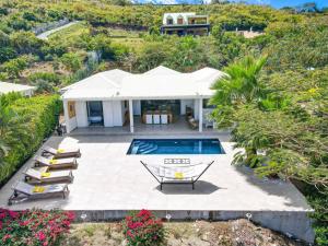 圣马丁岛Villa les Yuccas, private pool, 5 min from Grand Case的享有带游泳池的房屋的空中景致