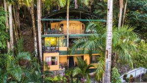 曼努埃尔安东尼奥Boutique Hotel Las Cascadas的棕榈树中间房子的空中景观
