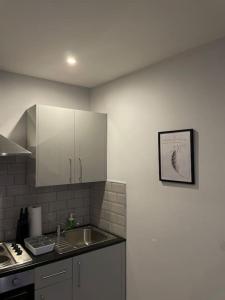 King Bed Studio Apartment in Central Northampton的厨房或小厨房