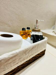奇琴伊察CASA VICTORIA的浴室提供卫生纸和水槽。