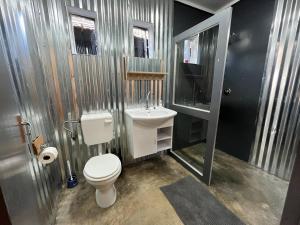 肯普顿帕克Firefly Budget Friendly Guest House的一间带卫生间和水槽的小浴室