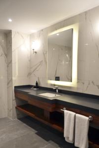 MELLDAY HOTEL的一间带水槽和镜子的浴室