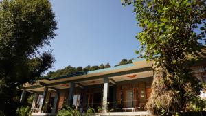 达兰萨拉Angela's Boutique Homes Dharamkot的前面有棵树的建筑