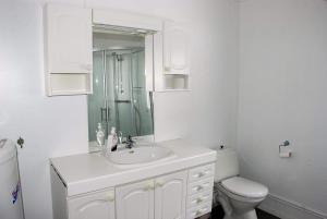 AustefjordenKalvatn Turistsenter的白色的浴室设有水槽和卫生间。