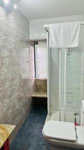 维亚纳堡QUINTA DO CAMBEIRO的带淋浴和卫生间的浴室
