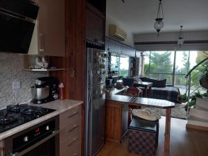 KazaphaniCosy & Magical 2 bedroom Holiday Place in Çatalköy, Kyrenia的厨房配有炉灶和台面