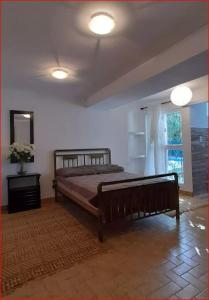 维拉卡洛斯帕兹La casa de las Luces的一间卧室设有一张床和一个大窗户