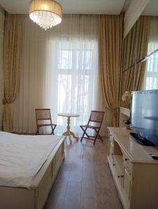 敖德萨Hotel Menshikov的卧室配有床、电视和椅子