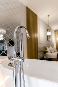 蒂米什瓦拉拉米娜酒店的厨房水槽和镀铬厨房水龙头