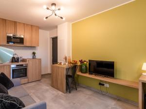 科尔特Apartment Padova T2 by Interhome的带电视的客厅和厨房