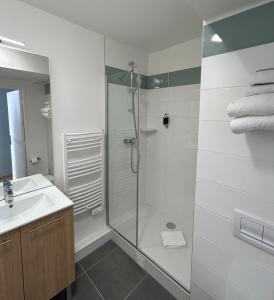塞纳河畔伊夫里Residhome Quai d’Ivry的带淋浴和盥洗盆的浴室