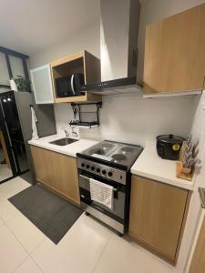 纳苏格布1BD 1BA PENTHOUSE 2X QUEEN的小厨房配有炉灶和水槽