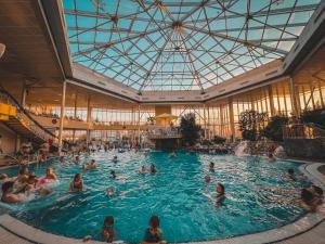 布拉索夫Hotel Alinalex - Paradisul Acvatic的一群人在游泳池里