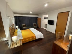 拉哈雷斯Villa La Laguna的酒店客房,配有床和电视