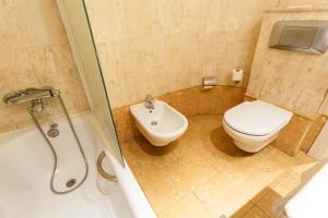 格拉纳达Hotel Dauro Premier的浴室配有卫生间、盥洗盆和淋浴。
