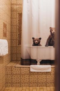 费尔德基希Hotel Bären的两个泰迪熊坐在浴缸里
