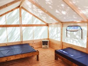 卡纳纳斯基斯村Sundance By Basecamp的客房设有两张床和窗户。