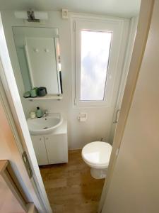 迪斯诺Mobile Home Sea Fairy , Jezera , Murter的一间带卫生间、水槽和窗户的浴室