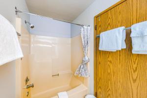 大白山Whitefoot Lodge 314的带淋浴、浴缸和卫生间的浴室