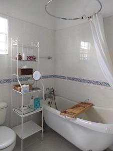 MicoudSelen's Apartment in Ti Rocher Micoud Saint Lucia的白色的浴室设有浴缸和卫生间。